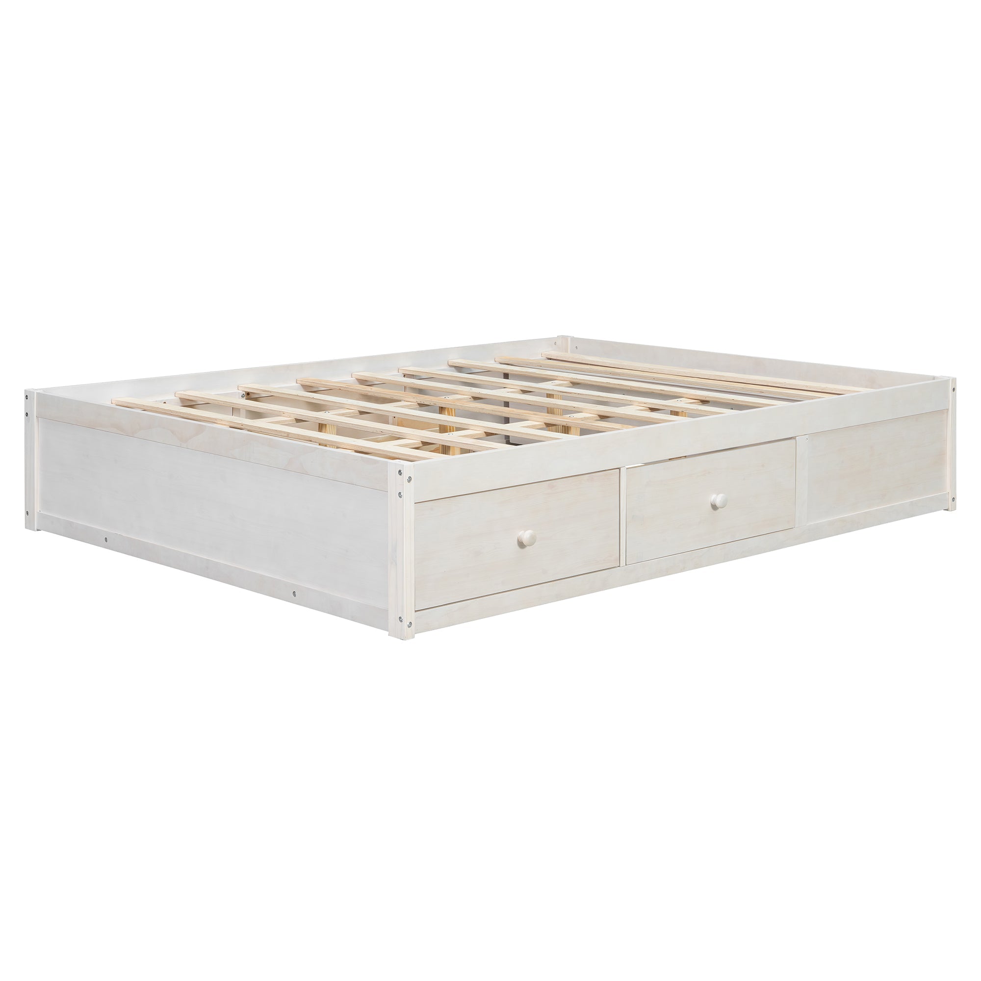 Platform Bed Frame with 4 Storage Drawers and Hydraulic Lift Footboard