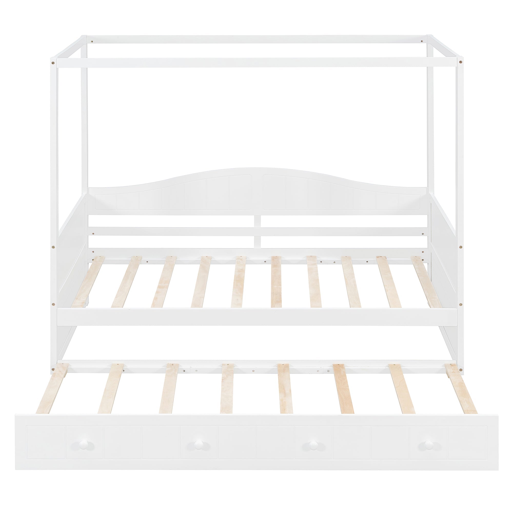 Twin Size Canopy Day Bed with Twin Size Trundle and Underbed Storage