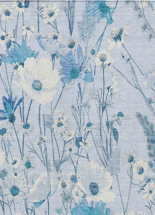 5' X 8' Sky Blue And Denim Blue Floral Washable Indoor Outdoor Area Rug-5