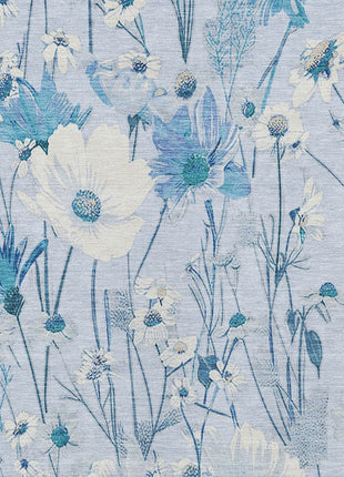 5' X 8' Sky Blue And Denim Blue Floral Washable Indoor Outdoor Area Rug-4