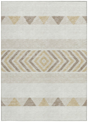 8' X 10' Ivory Beige And Taupe Southwestern Washable Indoor Outdoor Area Rug-5