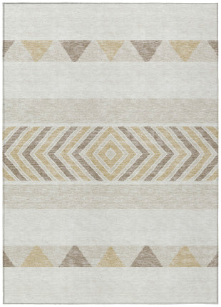 8' X 10' Ivory Beige And Taupe Southwestern Washable Indoor Outdoor Area Rug-1