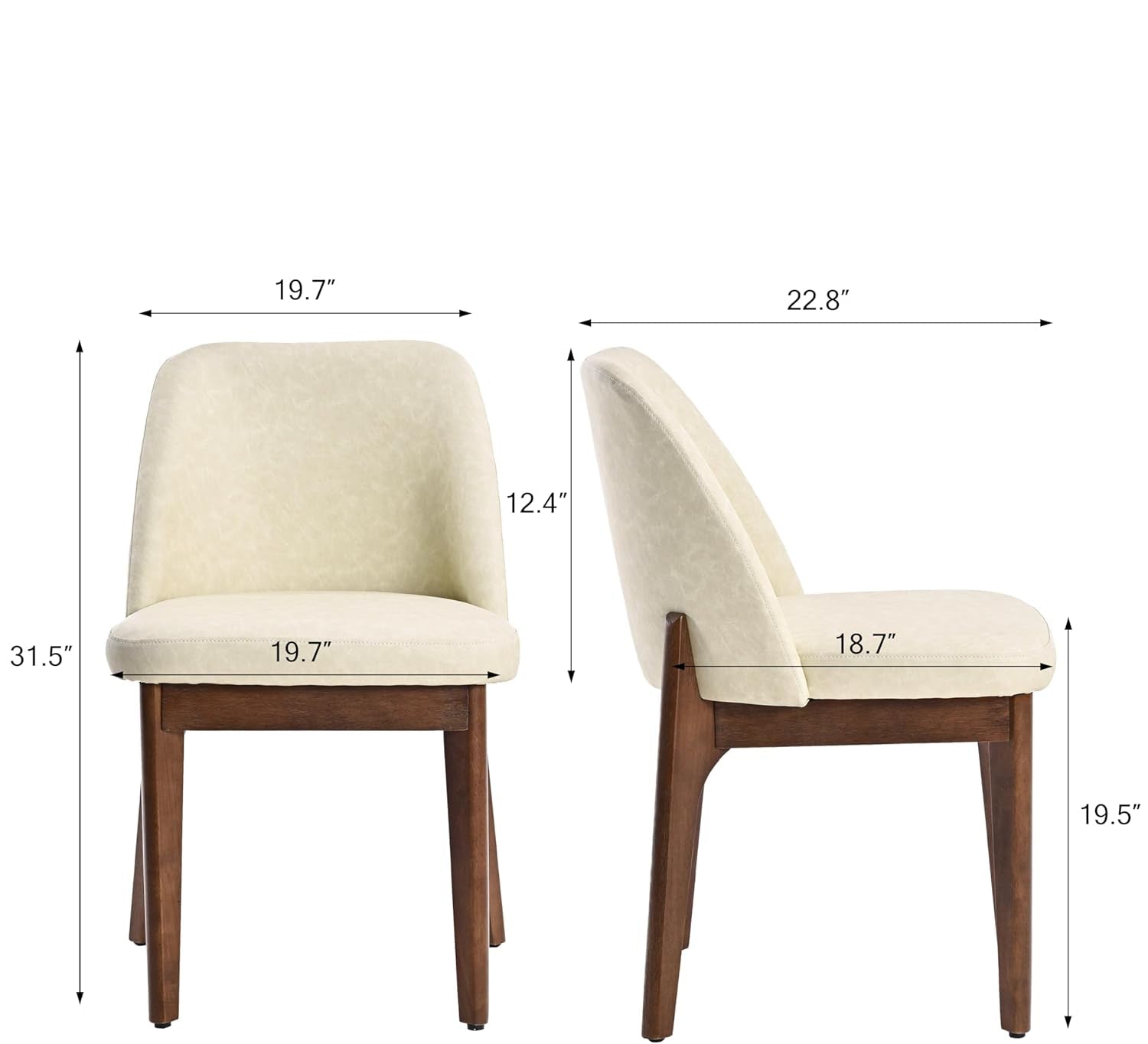  Beige Upholstered Dining Chairs With Solid Wood Legs