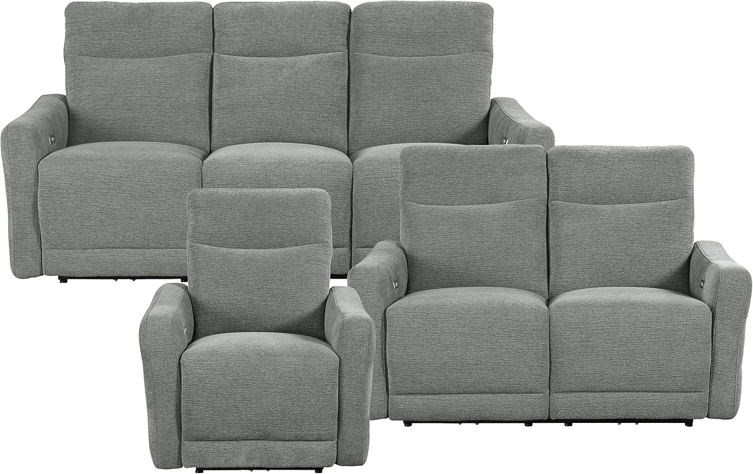 Gray recliner sofa set on a white background