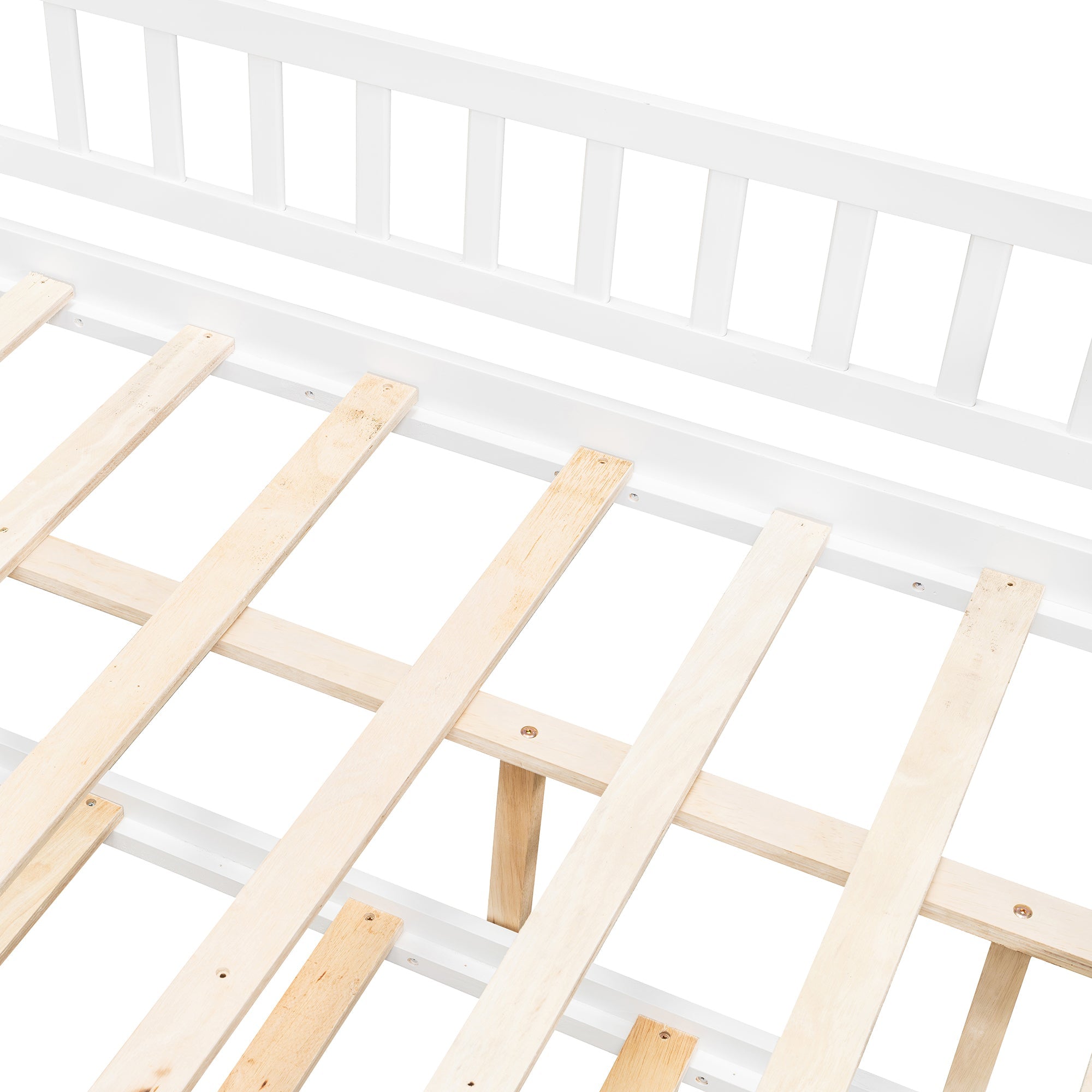 Full Size Wooden House Bed with Twin Size Trundle