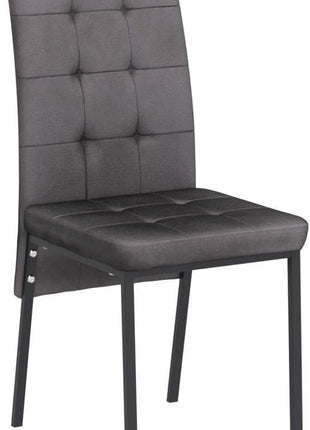 Upholstered Velvet Dining Chairs Classic Kitchen High Back Chairs Set of 4, Featured Dovetail Tufted Side Chairs, Black Metal Legs, Grey-4