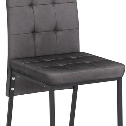 Upholstered Velvet Dining Chairs Classic Kitchen High Back Chairs Set of 4, Featured Dovetail Tufted Side Chairs, Black Metal Legs, Grey-4