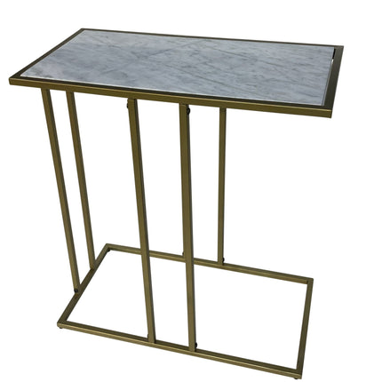 Small table with marble top and gold metal frame on a white background