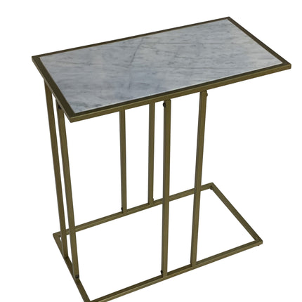 Small table with marble top and gold metal frame on a white background