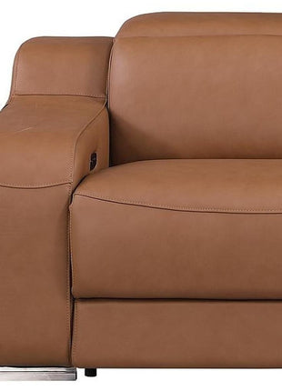 103" Chestnut Italian Leather Reclining USB Sofa
