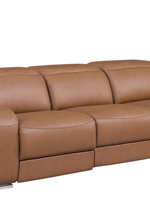 103" Chestnut Italian Leather Reclining USB Sofa