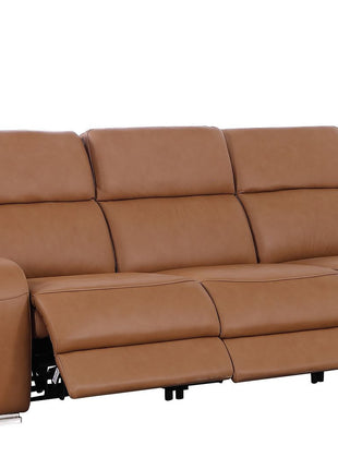 103" Chestnut Italian Leather Reclining USB Sofa