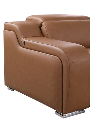 103" Chestnut Italian Leather Reclining USB Sofa