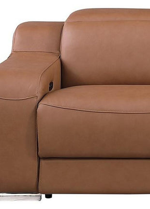 129" Chestnut Italian Leather Reclining USB Sofa
