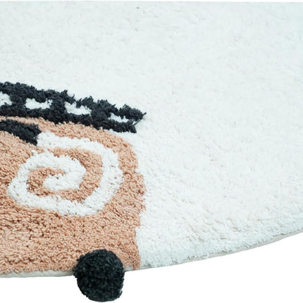 32" Blue Green And White Cotton Cars Round Youthful Bath Rug-0