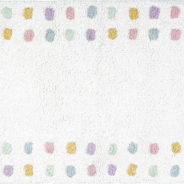 32" White Purple And Pink Cotton Polka Dots Bath Rug-0
