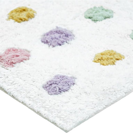 32" White Purple And Pink Cotton Polka Dots Bath Rug-2