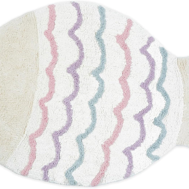 32" White Pink And Purple Cotton Fish Shaped Youthful Bath Rug-0