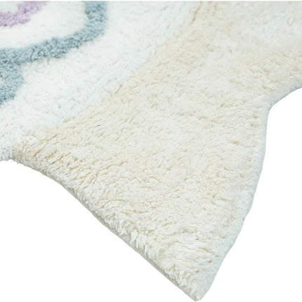 32" White Pink And Purple Cotton Fish Shaped Youthful Bath Rug-2