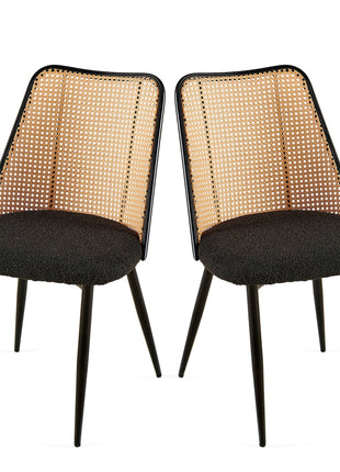 Set of Black Rattan Dining Chairs-4
