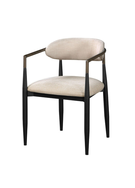 Set of 2 Beige and Black Armchair with Open Back-0