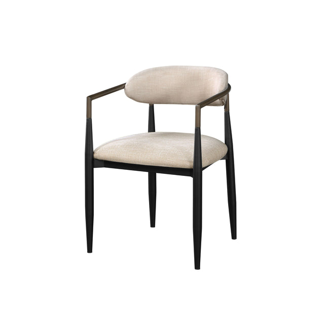 Set of 2 Beige and Black Armchair with Open Back-0