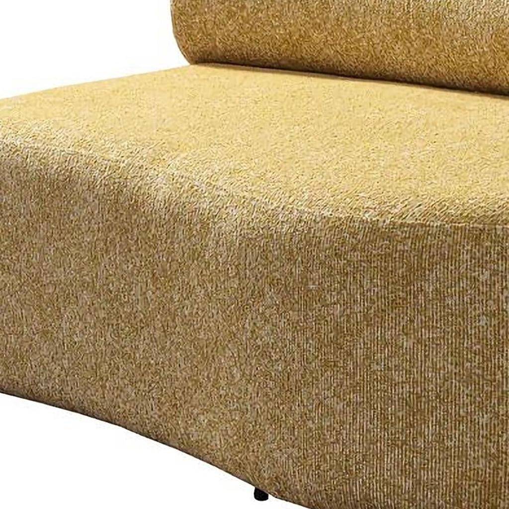 Mustard Boucle Modular Curved Three Piece Sectional With Toss Pillows-7