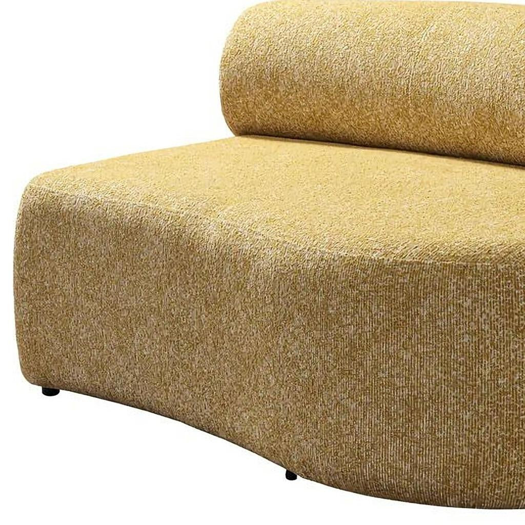 Mustard Boucle Modular Curved Three Piece Sectional With Toss Pillows-8
