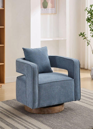 29.1"W Swivel Accent Open Back Chair Modern Comfy Sofa Chair With Weathered Base For Nursery Bedroom Living Room Hotel Office, Club Chair Leisure Arm Chair For Lounge (Pale Blue,Linen Blend)-0