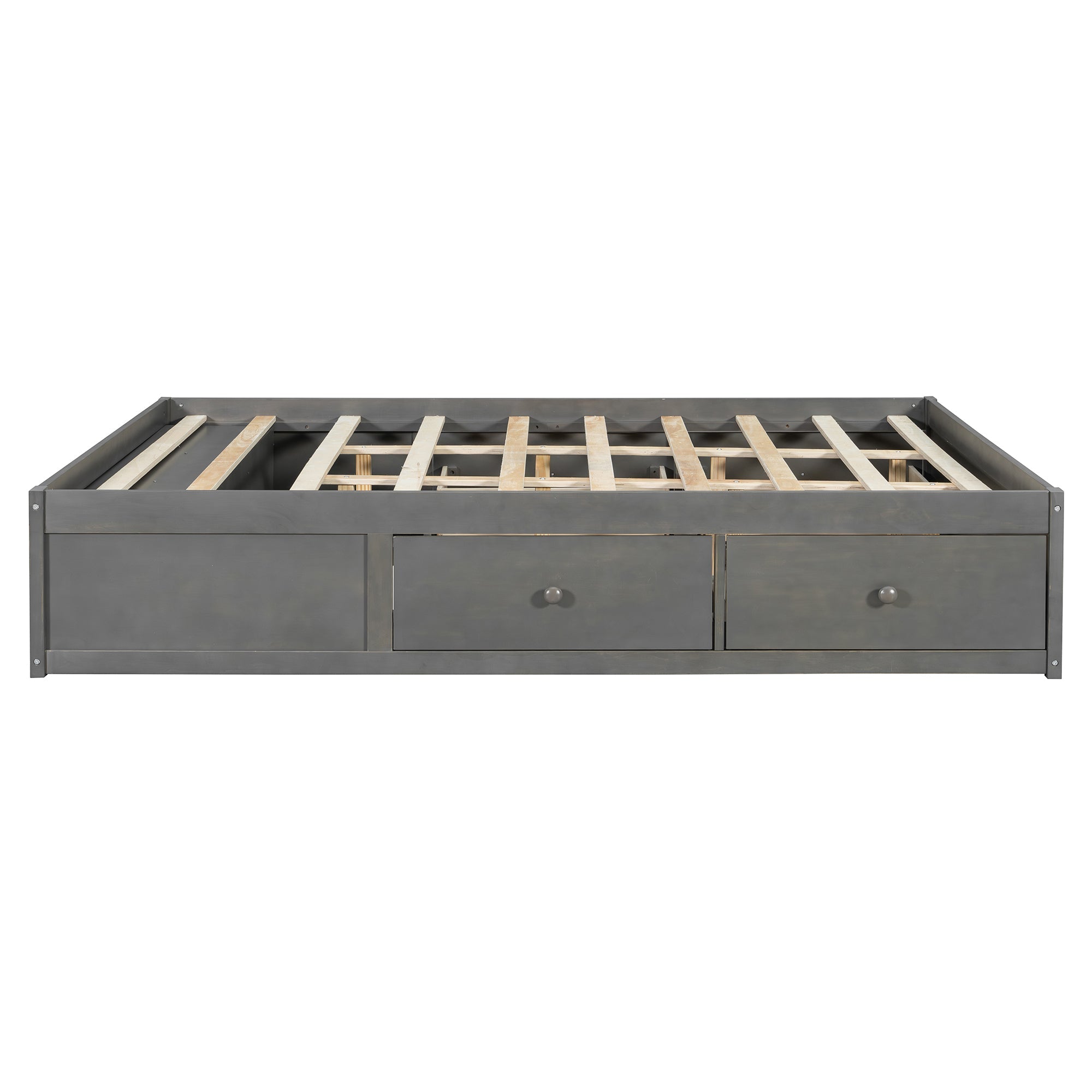 Platform Bed Frame with 4 Storage Drawers and Hydraulic Lift Footboard