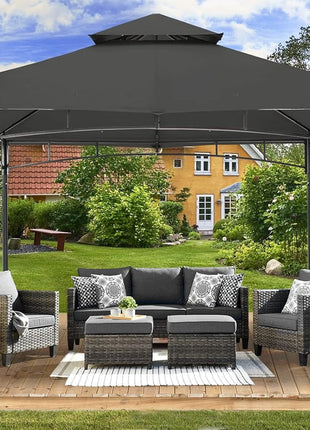 Outdoor Garden Gazebo for Patios with Stable Steel Frame(11X11, Dark Gray)-0
