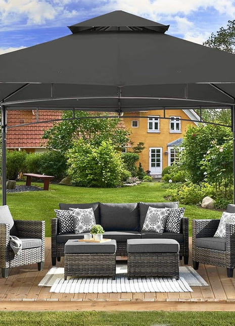 Outdoor Garden Gazebo for Patios with Stable Steel Frame(11X11, Dark Gray)-0