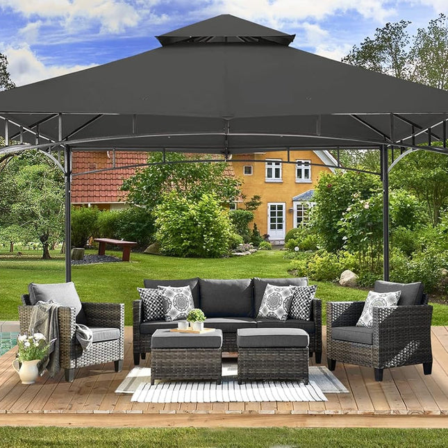 Outdoor Garden Gazebo for Patios with Stable Steel Frame(11X11, Dark Gray)-0