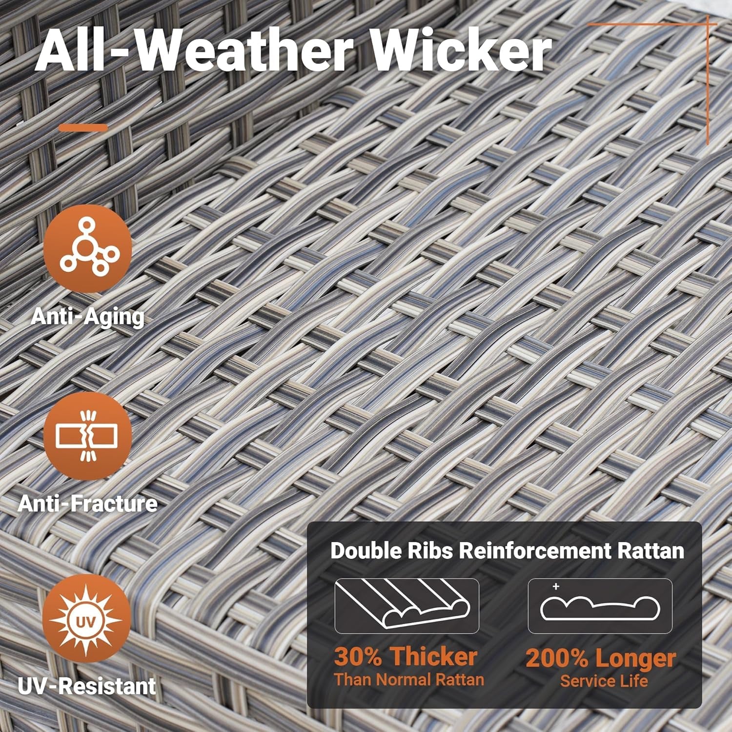 Six Piece Rattan Wicker Outdoor Sectional Sofa Set-3