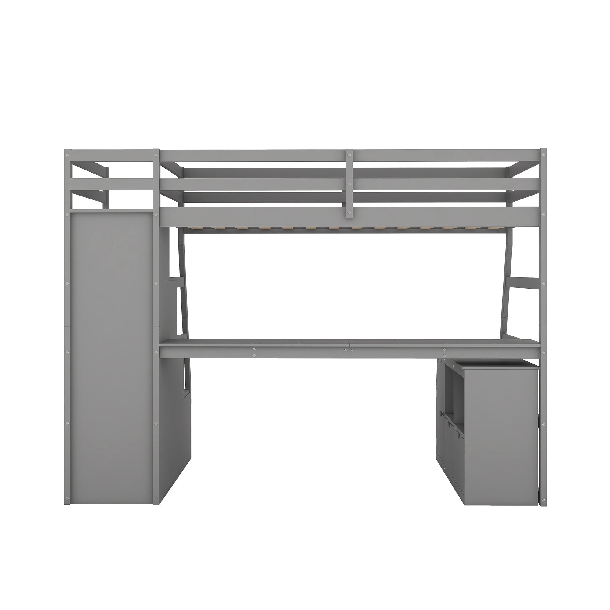 Twin Size Loft Bed with 7 Drawers 2 Shelves and Desk