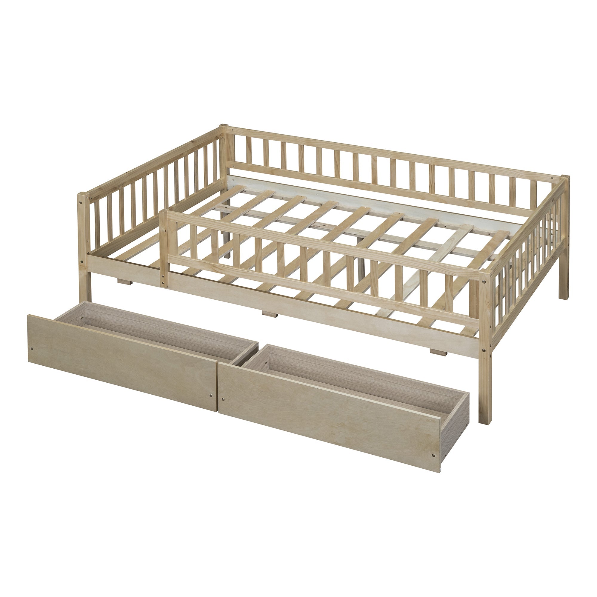 Full Size Daybed Wood Bed with Two Drawers