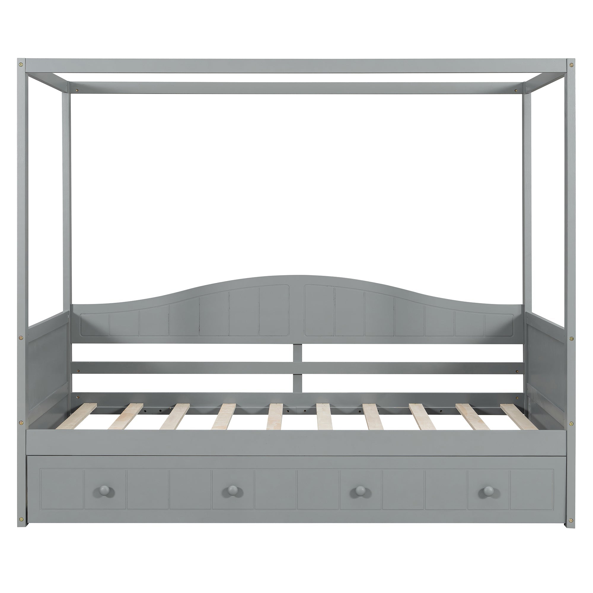 Twin Size Canopy Day Bed with Twin Size Trundle and Underbed Storage
