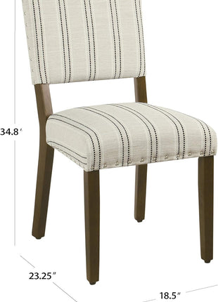 Home Decor | Upholstered Dining Chairs | Dining Chairs Set of 2 with Nailhead Trim | Decorative Home Furniture, Black and White Stripes-2