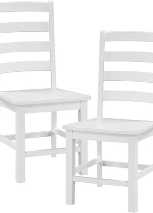 Dining Chairs Set of 2, Dining Chairs with Solid Wood Legs and Footrest, High Ladder Back Farmhouse Dining Chairs, Wooden Dining Room Chairs, White-2