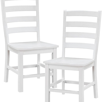 Dining Chairs Set of 2, Dining Chairs with Solid Wood Legs and Footrest, High Ladder Back Farmhouse Dining Chairs, Wooden Dining Room Chairs, White-2