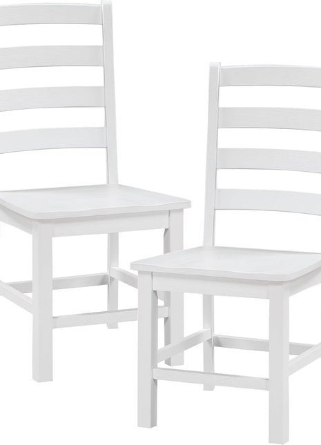Dining Chairs Set of 2, Dining Chairs with Solid Wood Legs and Footrest, High Ladder Back Farmhouse Dining Chairs, Wooden Dining Room Chairs, White-2