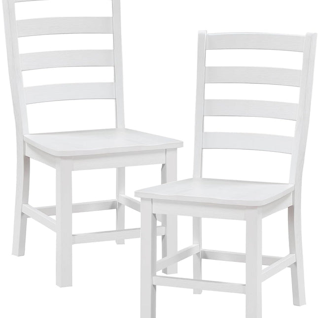 Dining Chairs Set of 2, Dining Chairs with Solid Wood Legs and Footrest, High Ladder Back Farmhouse Dining Chairs, Wooden Dining Room Chairs, White-2