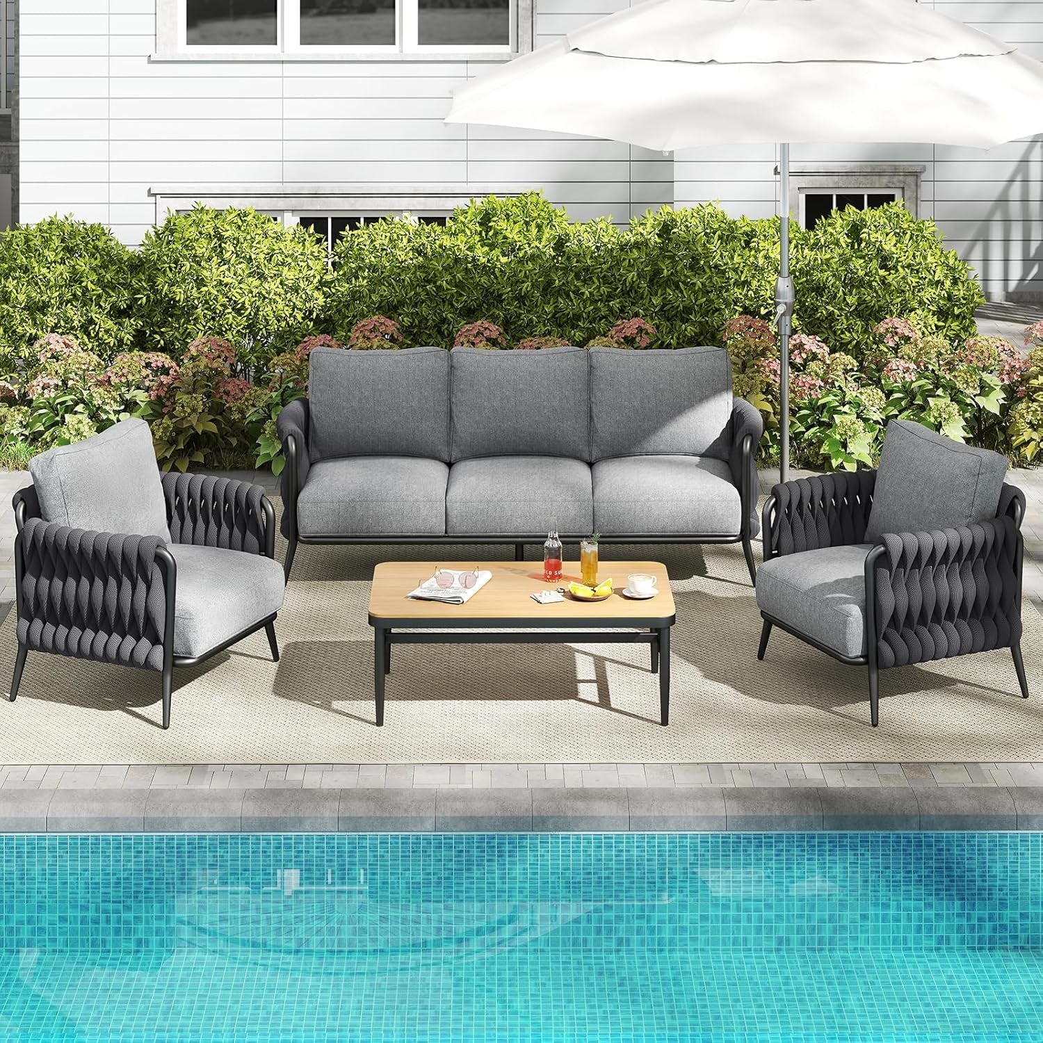 Outdoor Patio Set with Waterproof Cushions