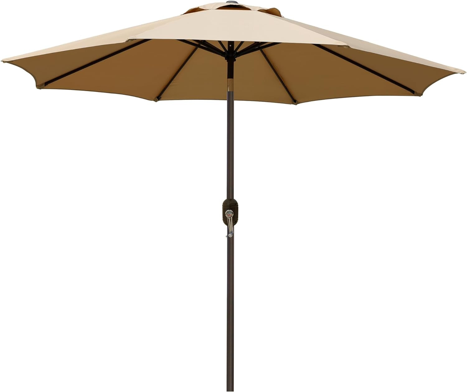Beige patio umbrella on a white background
