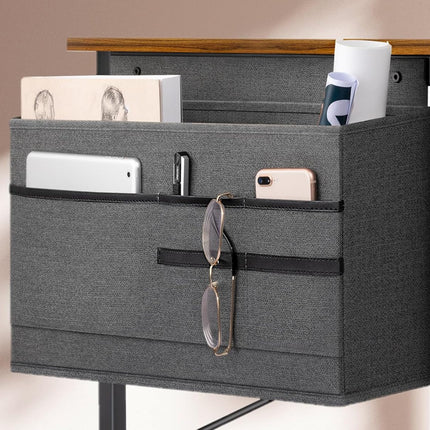 Small Desk with Power Outlets and USB Port Computer Desk for Home Office Gaming Simple Modern Style Writing Desks with Storage Bag Headphone Hook, 40 Inch, Rustic Brown-4