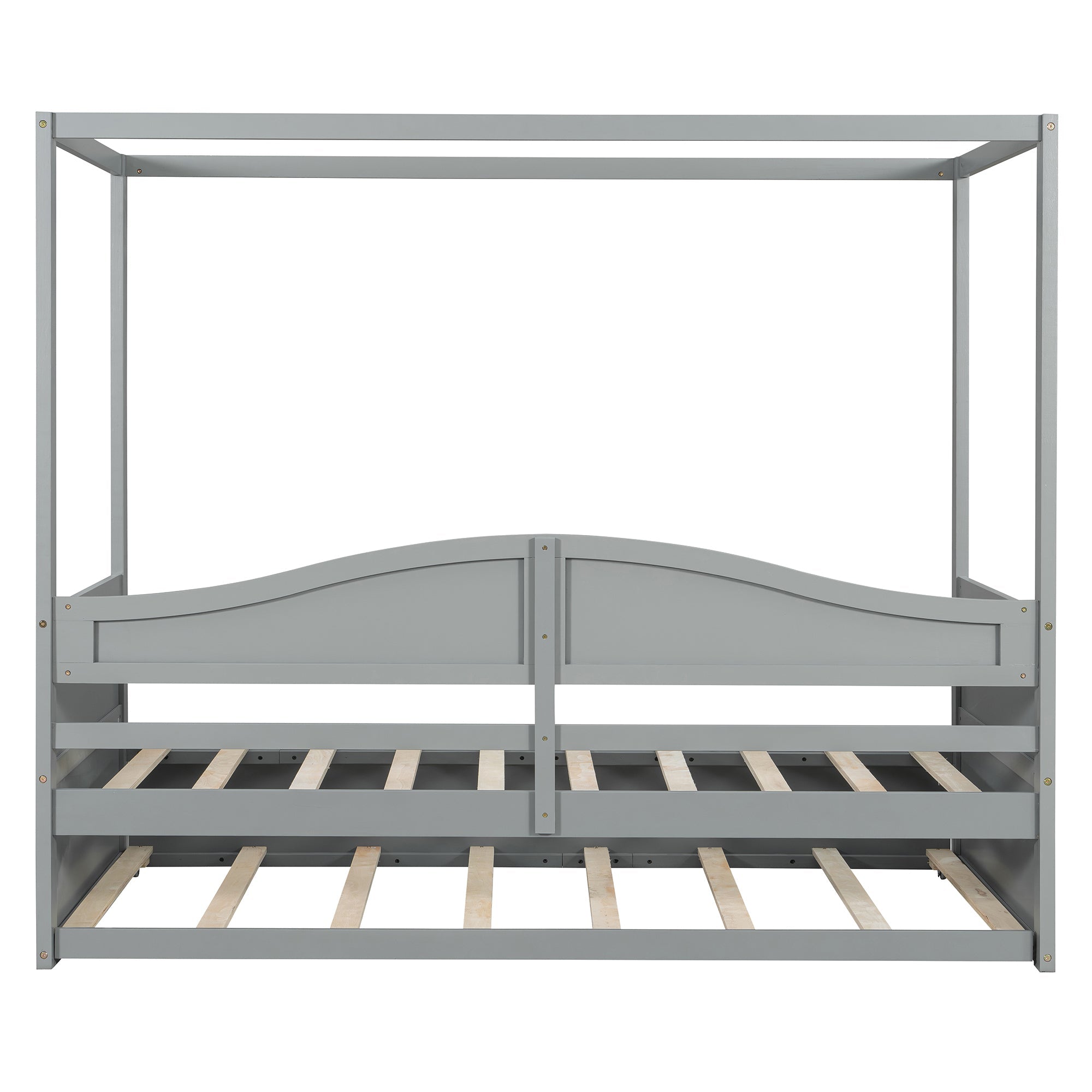 Twin Size Canopy Day Bed with Twin Size Trundle and Underbed Storage