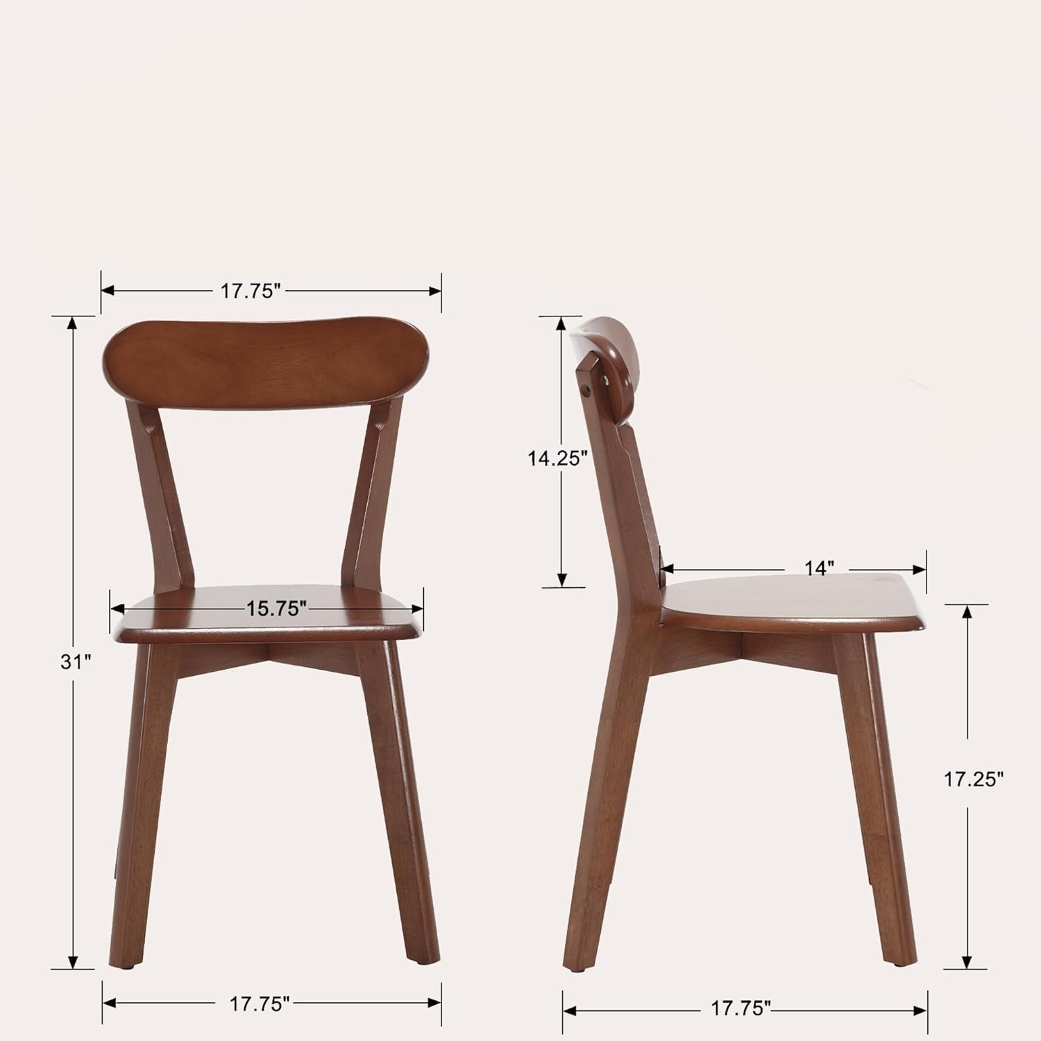 Hardy Haus Walnut Solid Wood Farmhouse Dining Chairs Collection (Set of 4)