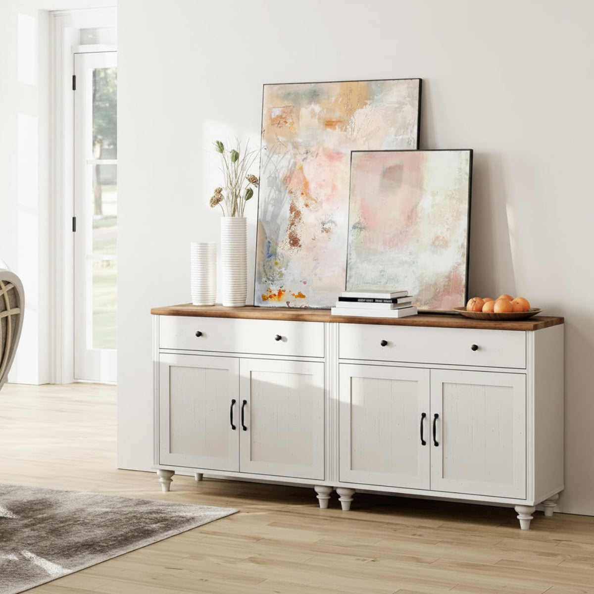 Hardy Haus 68 Inch Buffet Cabinet With Storage Modern Farmhouse