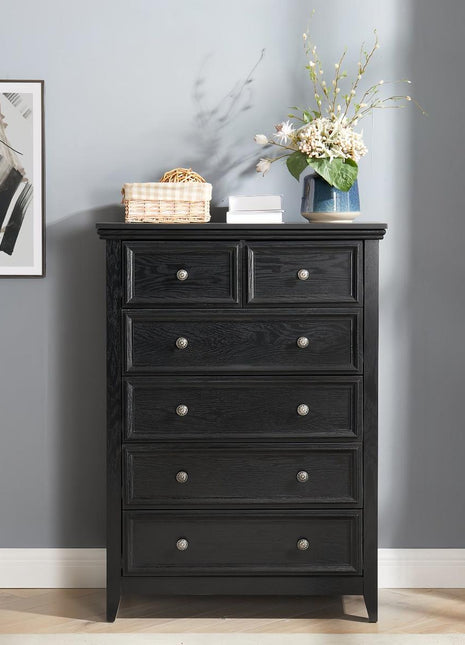 Modern 6 Drawers Dresser 6 Drawers Cabinet,Chest of Drawers Closet Organizers and Storage Clothes Storage Drawers Cabinet for Living Room, Farmhouse Dresser Organizer Black