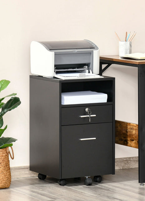 Mobile File Cabinet Lockable Storage Unit Cupboard Home Filing Furniture for Office, Bedroom and Living Room, 39.5x40x60cm, Black-1